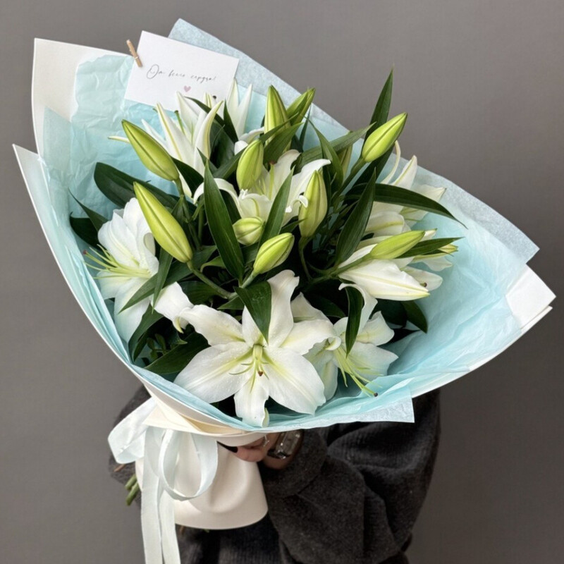 Букет белых лилий, 5 лилий