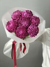 Монобукет хризантем "Бигуди"