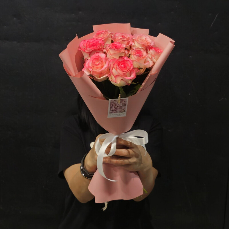 Букет из 9 роз Джумилия 50см, букет из 9 роз джумилия 50см