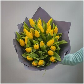25 Желтых тюльпанов в упаковке