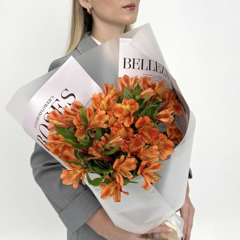 Букет из оранжевых альстромерий, стандартный
