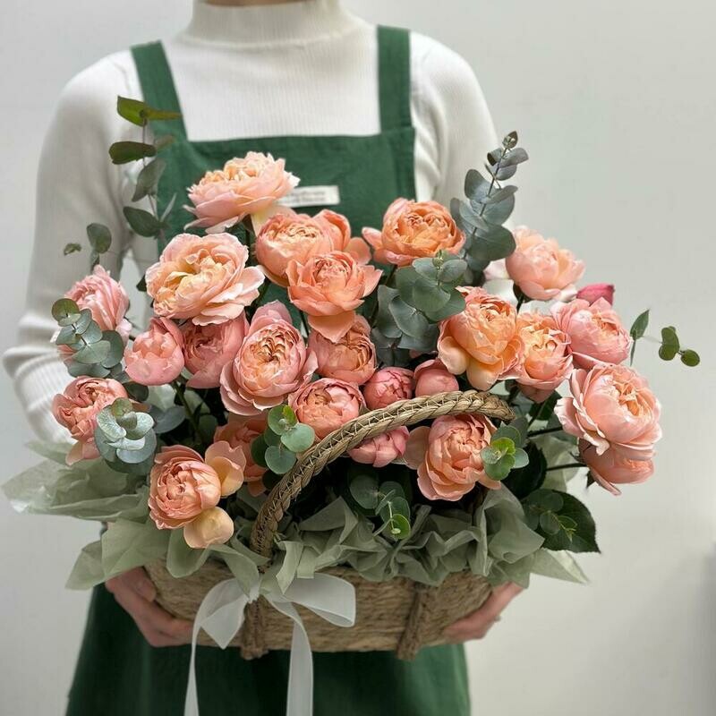 Korzinka s kustovoj rozoj Dzhul_etta, premium