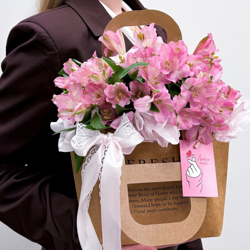 Сумочка с розовой альстромерией, стандартный