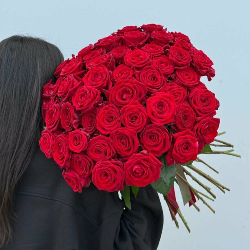 Букет из 51 красной эквадорской розы, премиум