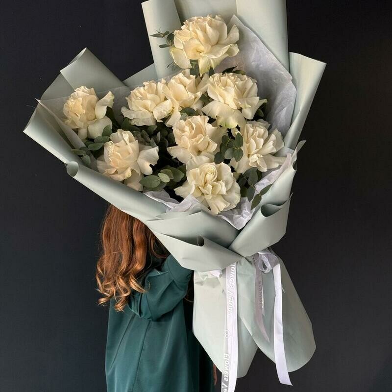 Букет из белых французских роз, стандартный