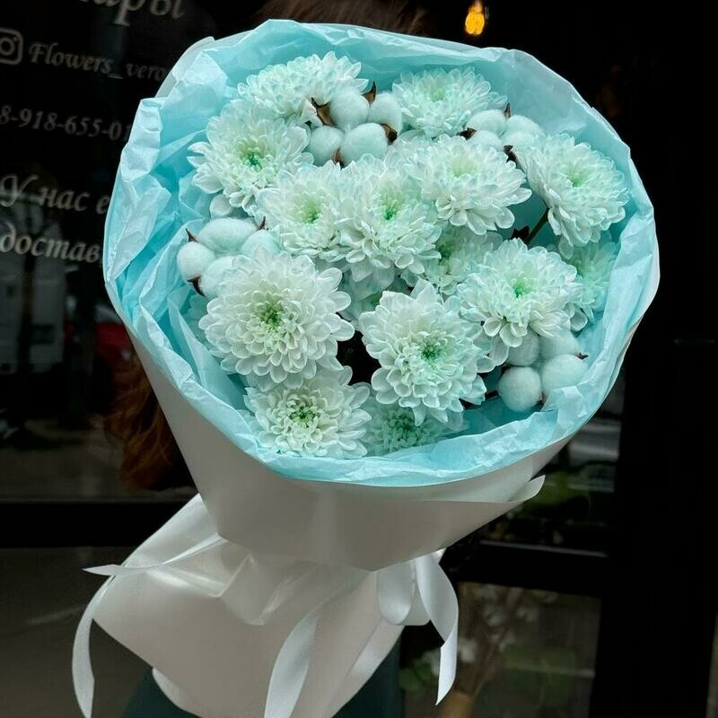 Хит Букет из хризантем и хлопка, стандартный