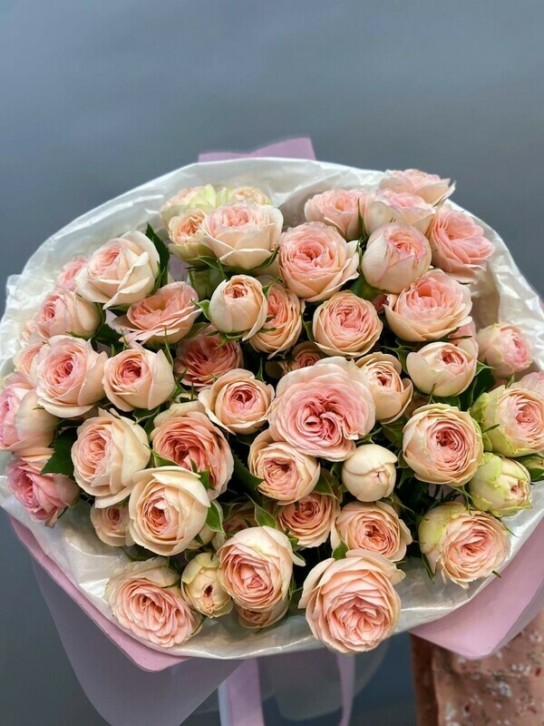 Mono buket iz 19 nezhnih kustovih roz, standart