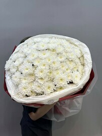 Моно букет из белых хризантем