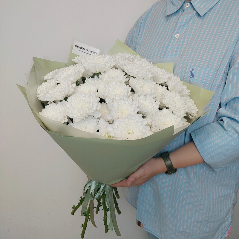 букет из 9 кустовых хризантем алтай, 9 кустовых хризантем 