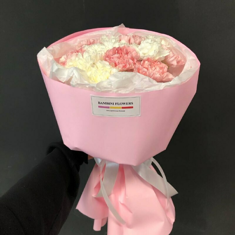 Букет с диантусами, 15 диантусов