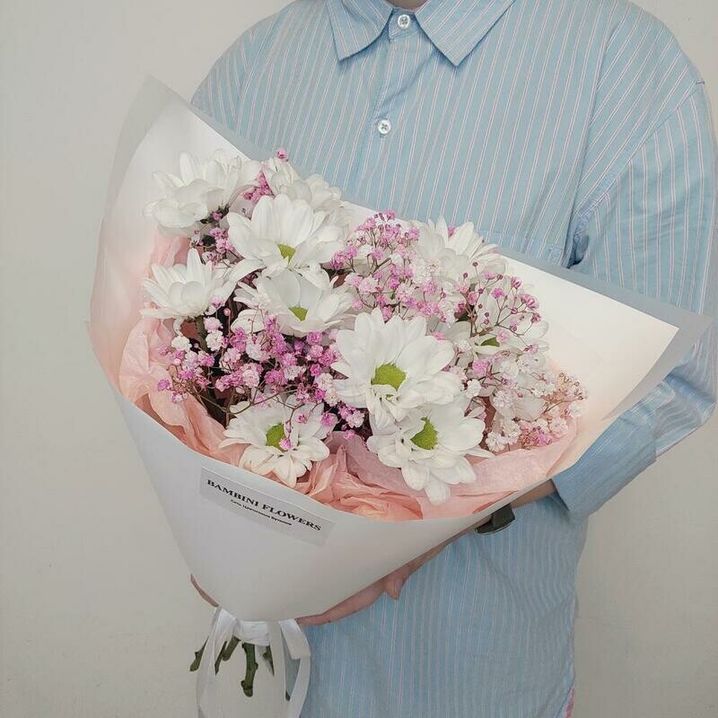 Букет с розовой гипсофилой, стандартный