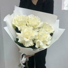 Aromatnaya belaya frantcuzskaya Roza 5sht v upakovke