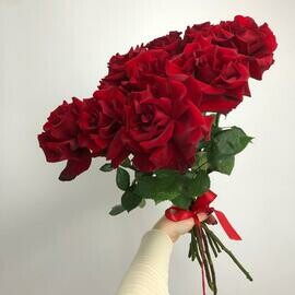 Монобукет Красные французские розы под ленту,9 штук 