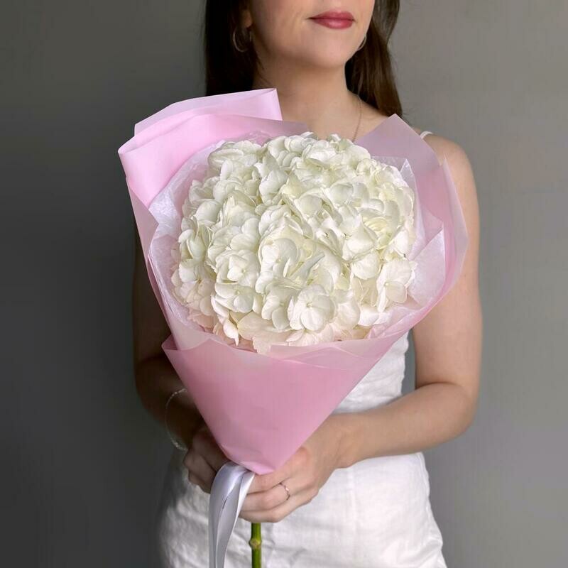 Нежный букет белая гортензия , стандартный