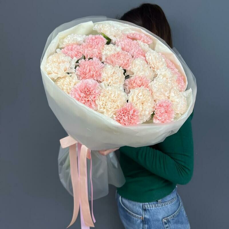 Нежный букет из 29 сортовых диантусов , стандартный