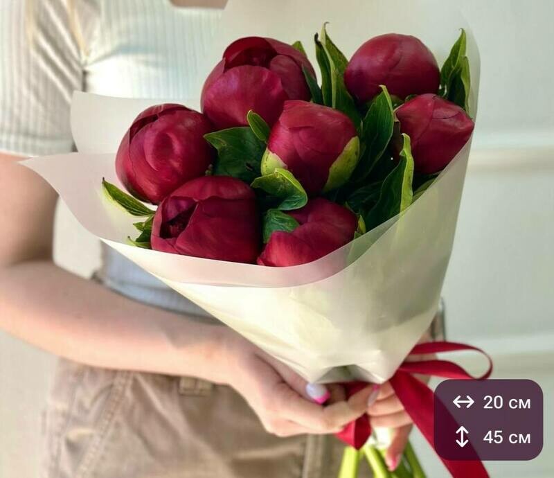 букет из красных пионов , стандартный