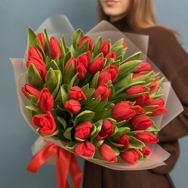 Букет из красных тюльпанов 51шт