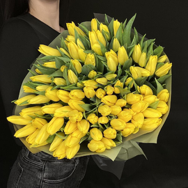 Букет из жёлтых тюльпанов 101 шт