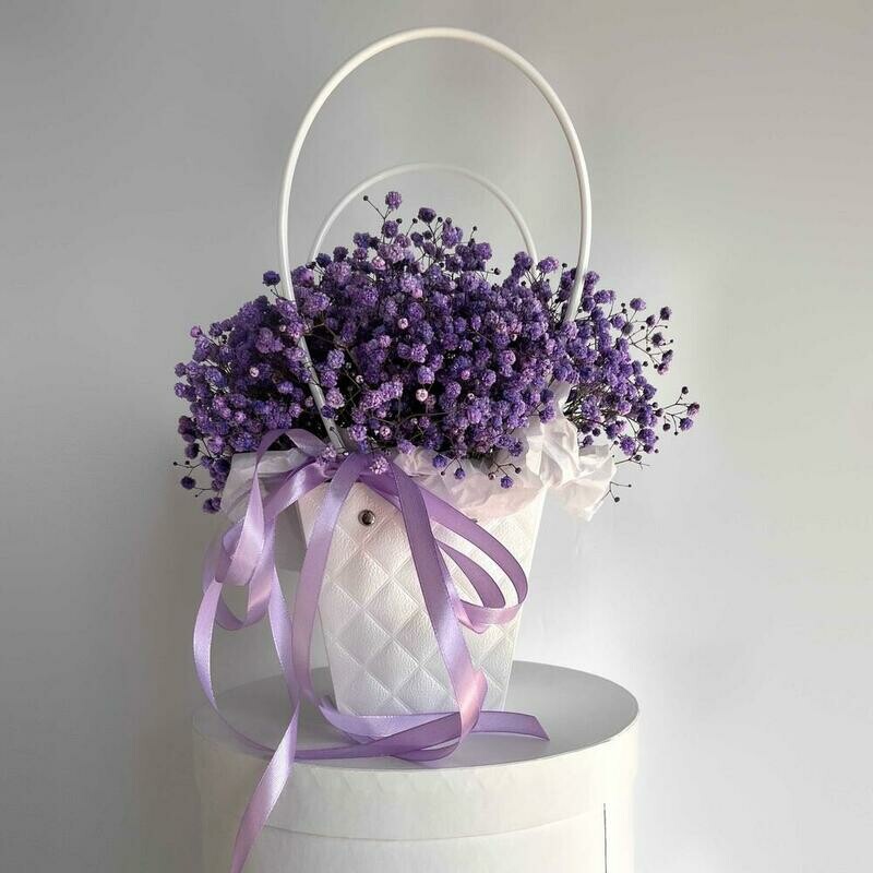 Сумочка размер S из фиолетовой гипсофилы , стандартный