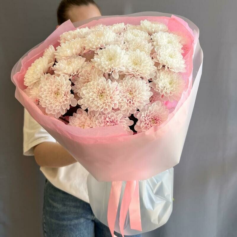 Buket iz kustovih hrizantem «klubnichnij zefir», standart