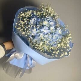 Gortenziya s gipsofiloj