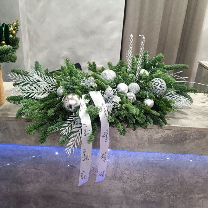 Новогодняя композиция на стол, композиция на стол