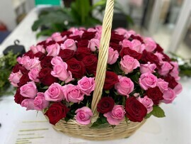 Корзина из 101 розы