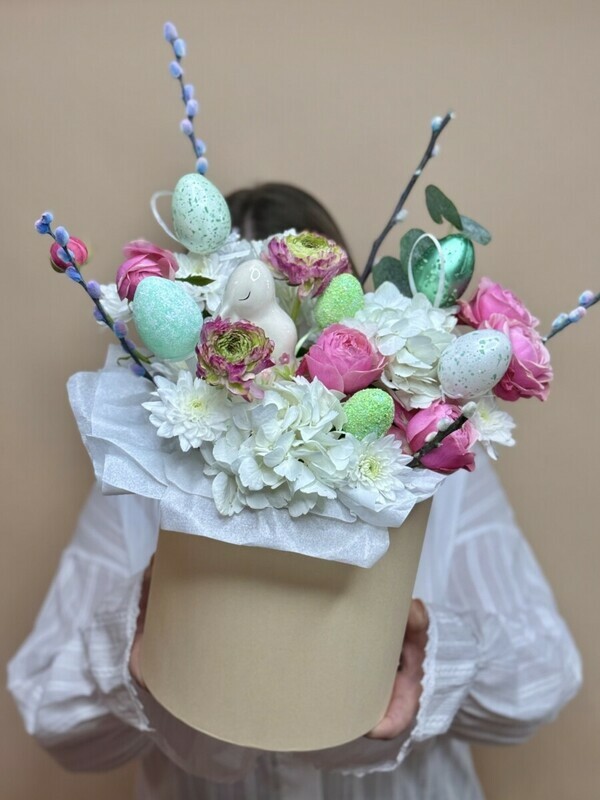 Pashal_naya kompozitciya v shlyapnoj korobke, standart