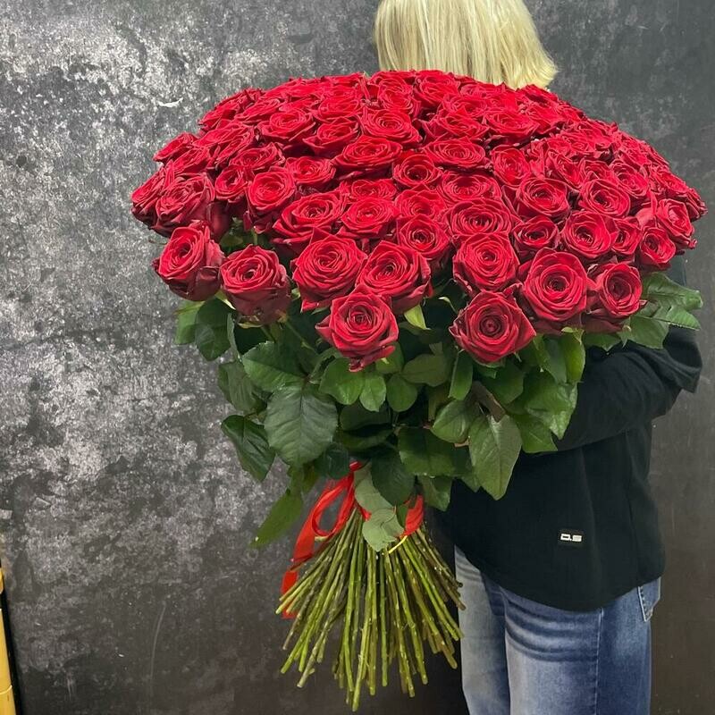 101 красная роза гигант, red 