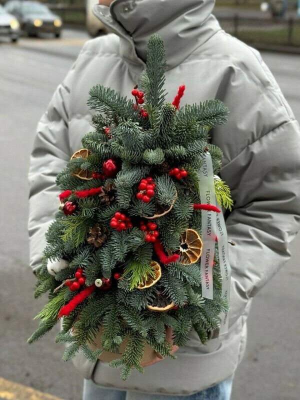 Композиция из нобилиса с натуральным оформлением, премиум