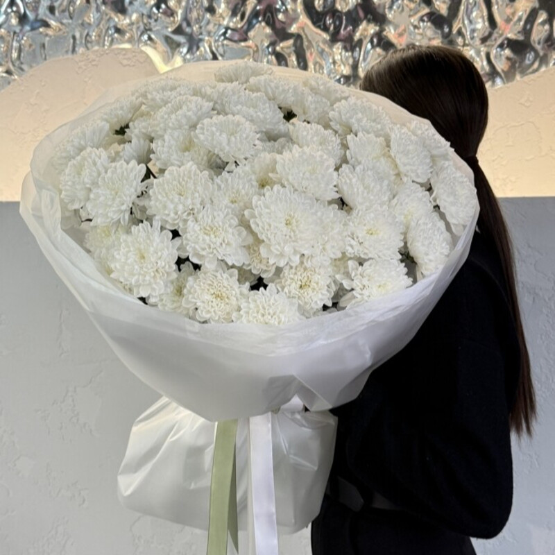 Букет "Облако" из белых хризантем, премиум