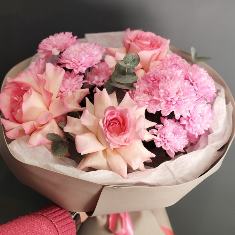 Розовая зефирка с французскими розами, стандартный