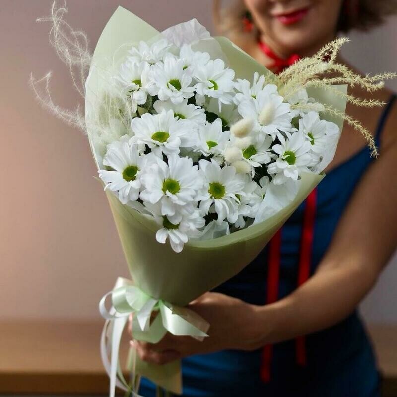 Букет в эко стиле из 3 веток ромашки и сухоцветов, букет в эко стиле из 3 веток ромашки и сухоцветов