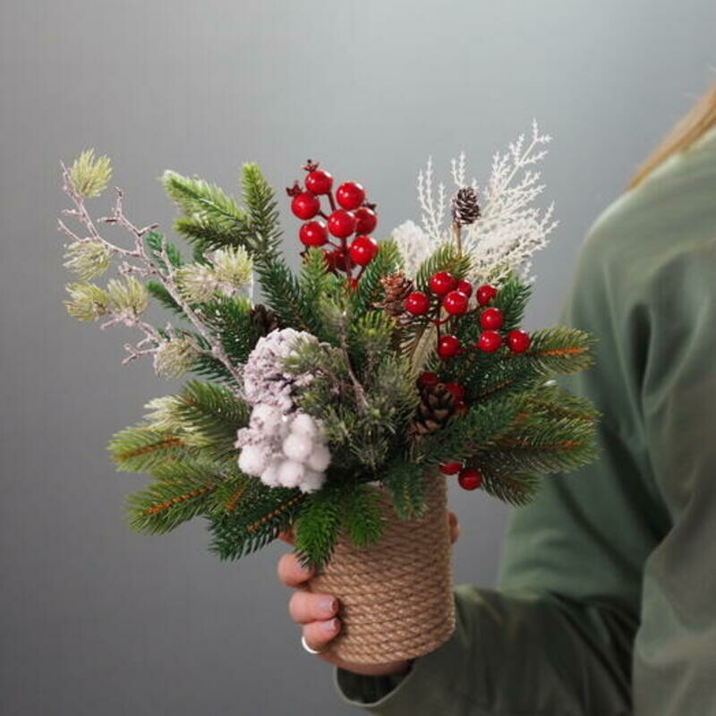 Зимняя композиция комплимент в коробке, стандартный