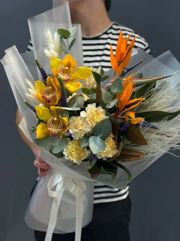 Buket Orhideya Cimbidium Strelitciya, premium