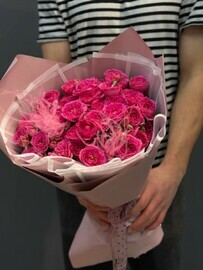 Buket Pionovidnie Rozovie Kustovie Rozi Pink Dimension