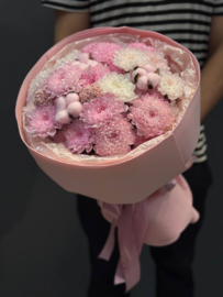 Букет из хризантем розовый нежный