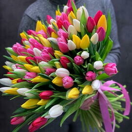 Букет тюльпанов микс 71шт