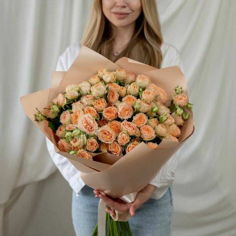 15 кустовых бежевых роз (сорт Кения), 15 кустовых бежевых роз (сорт кения)