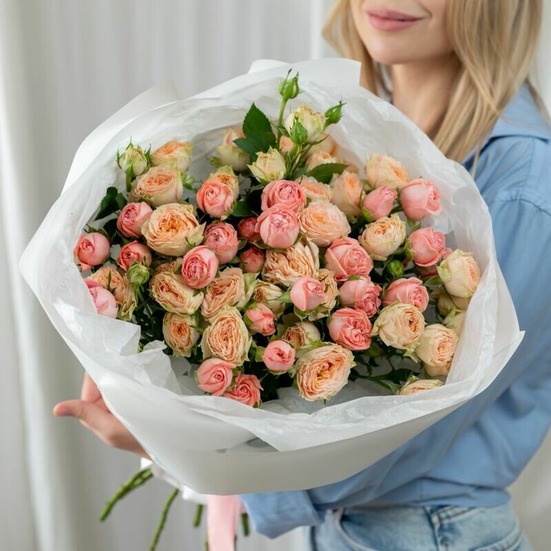 11 кустовых роз (сорт Кения) нежный микс, 11 кустовых роз (сорт кения) нежный микс