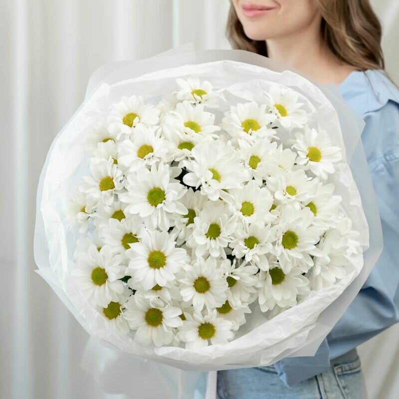 9 Ромашковых Хризантем Букет, премиум