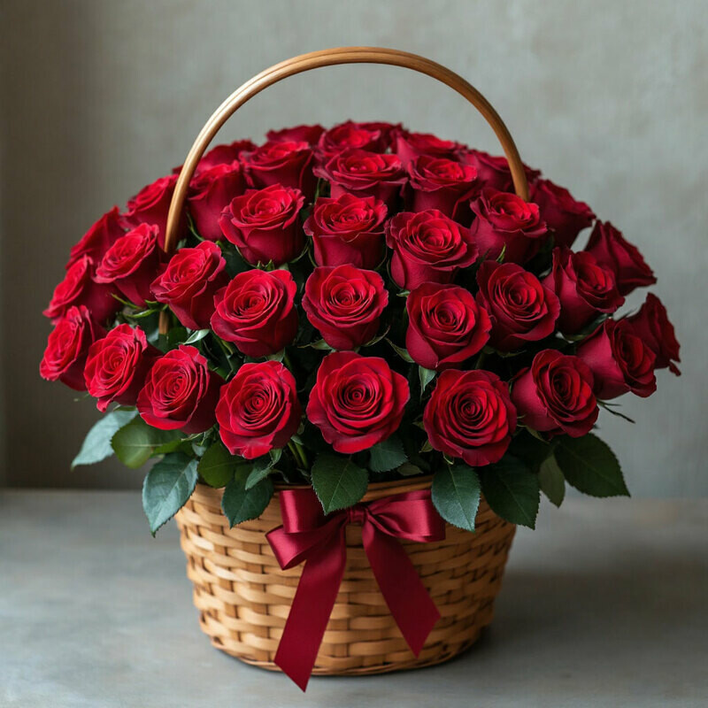 Розы в корзине, премиум