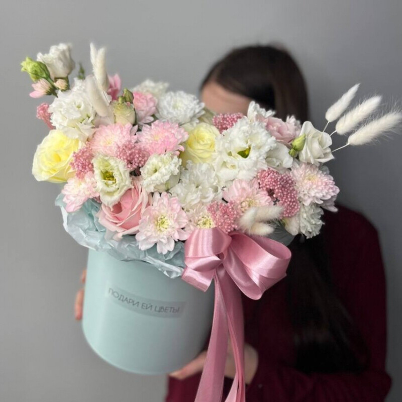 Коробка с розой и хризантемой, стандартный