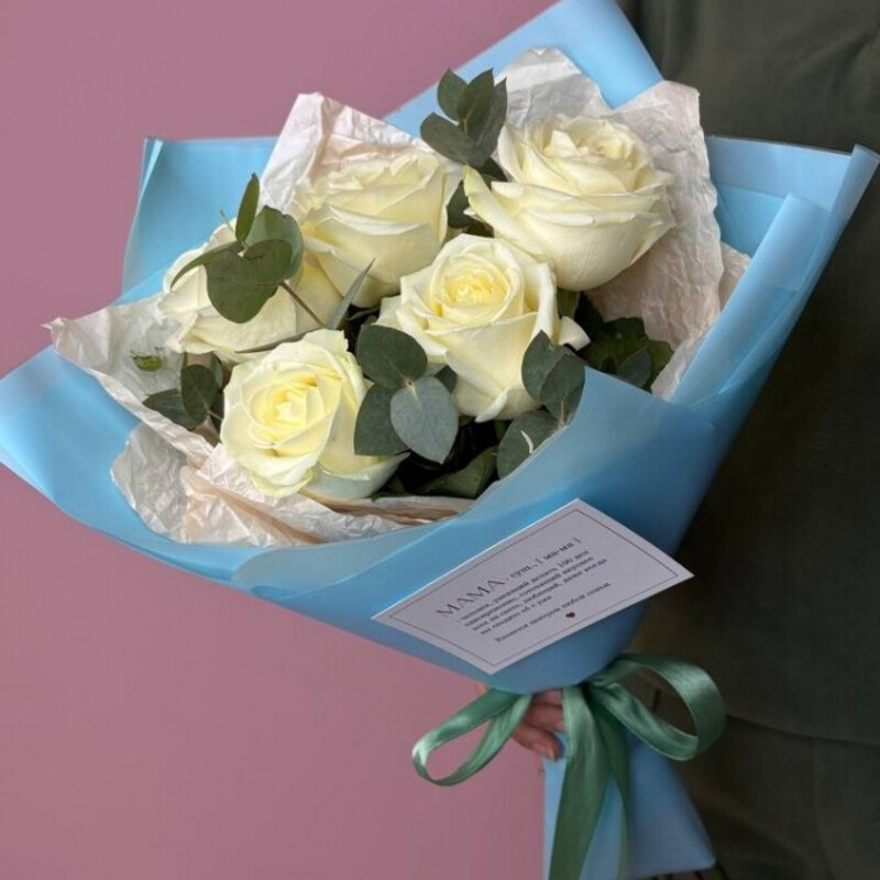 Букет с белой розой для мамы, букет с белой розой для мамы