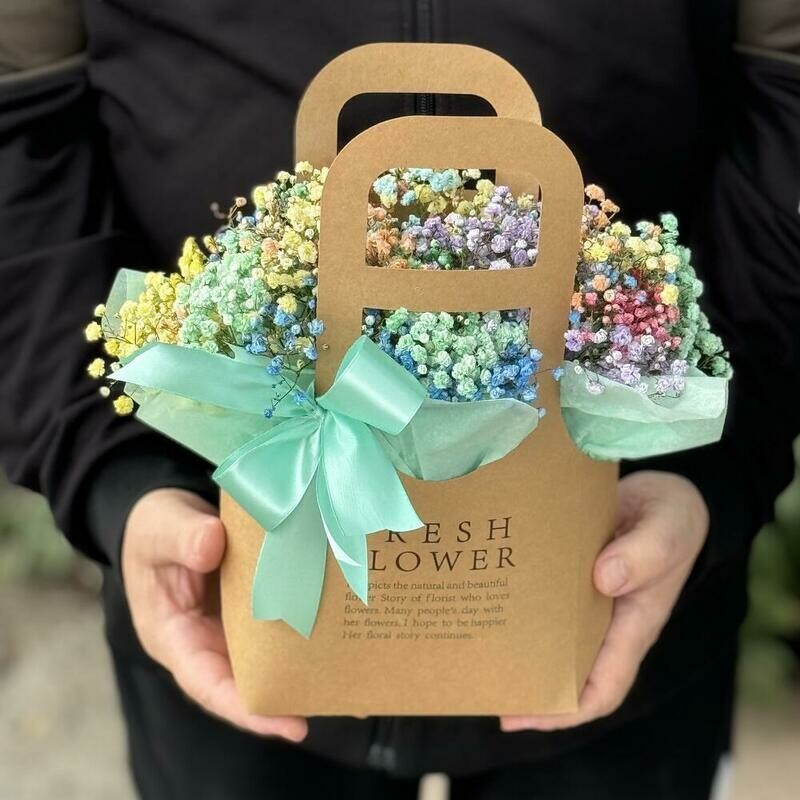 Гипсофила разноцветная в коробке-сумочке, уменьшенный