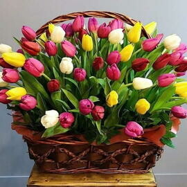 Korzina s tcvetami rozovie tyul_pani 101 sht