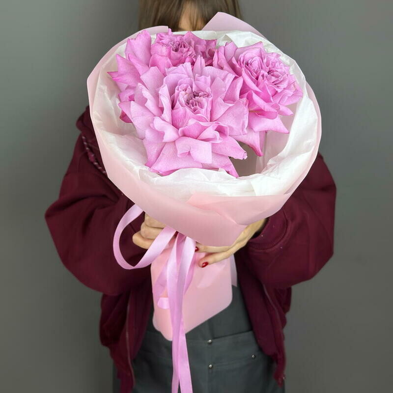 Monobucket of 3 purple French roses, standart