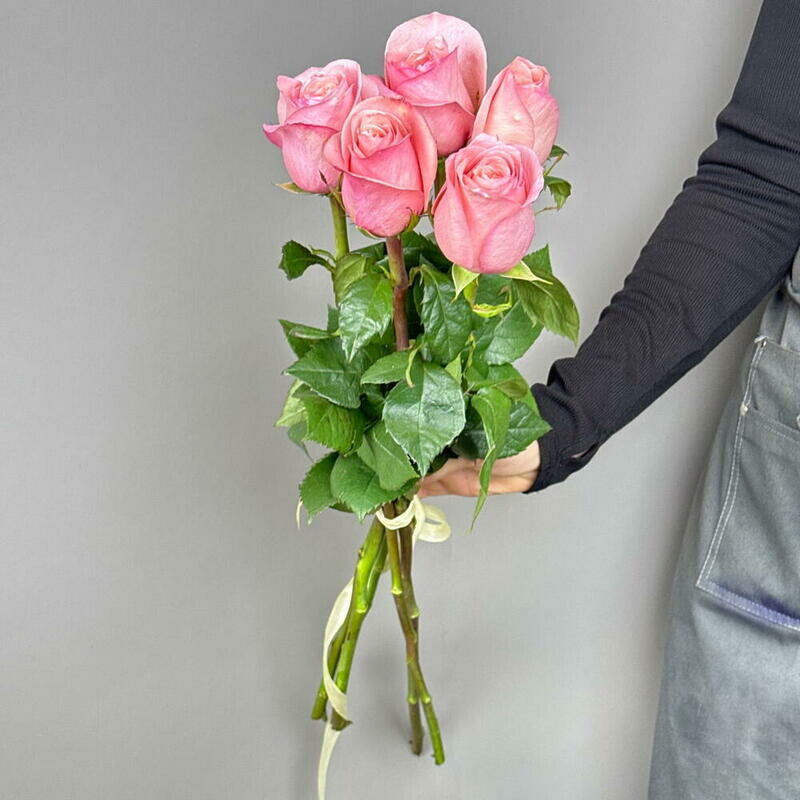 5 роз sweet mama, монобукет из 5 роз