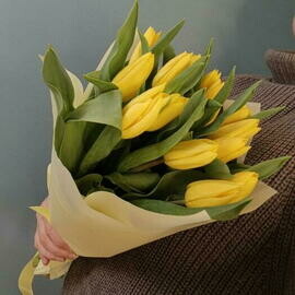 Букет из жёлтых тюльпанов 15шт