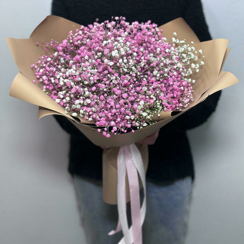 «Малиновый закат», монобукет из 5 гипсофил